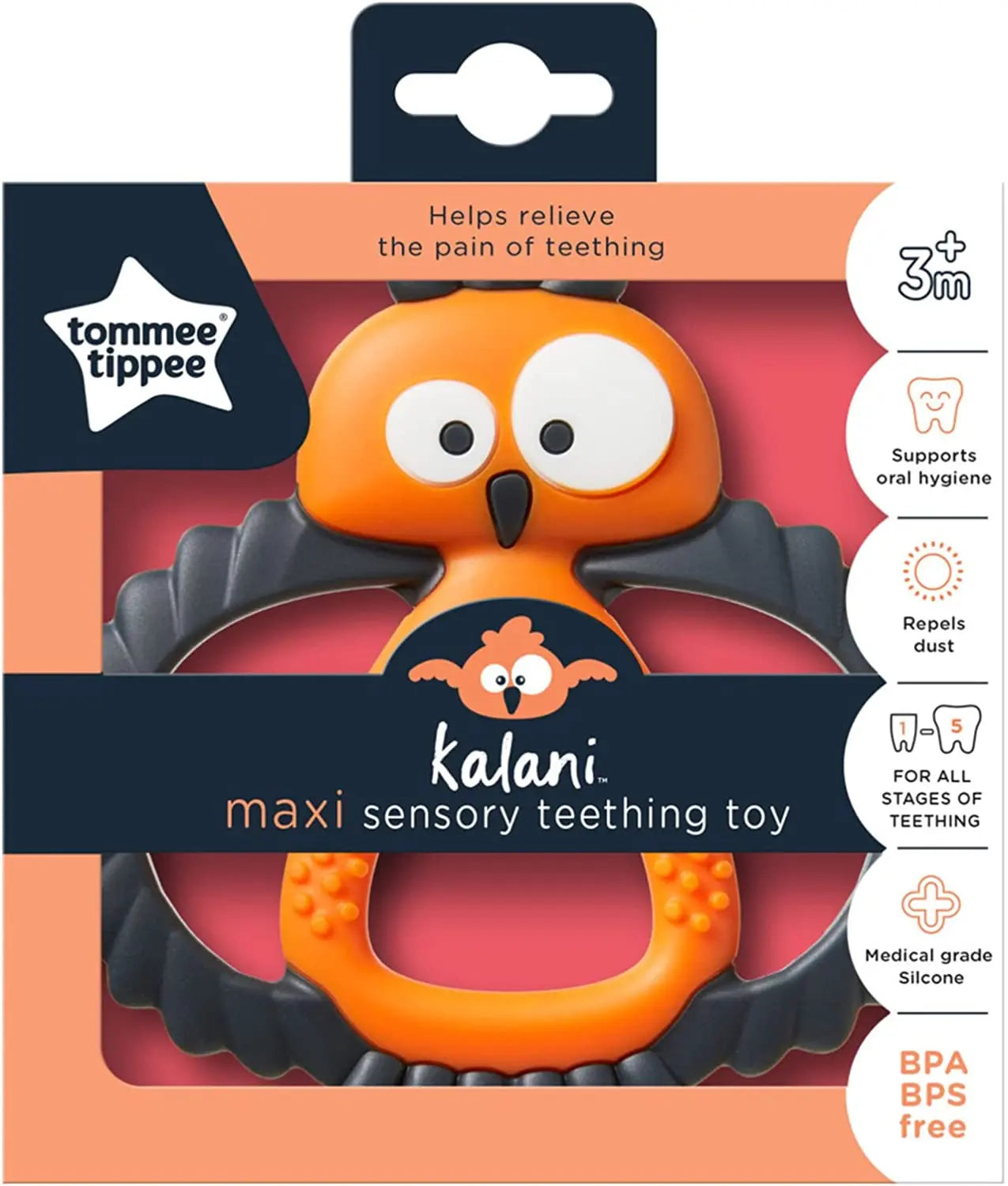 Tommee Tippee Kalani Maxi Teether  Sensory Teething Toy  Orange 3 Months+ Tommee Tippee Yallatoys
