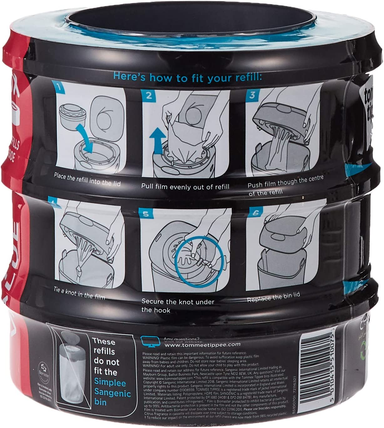 Tommee Tippee Sangenic Universal Cassette 3Pc Tommee Tippee Yallatoys