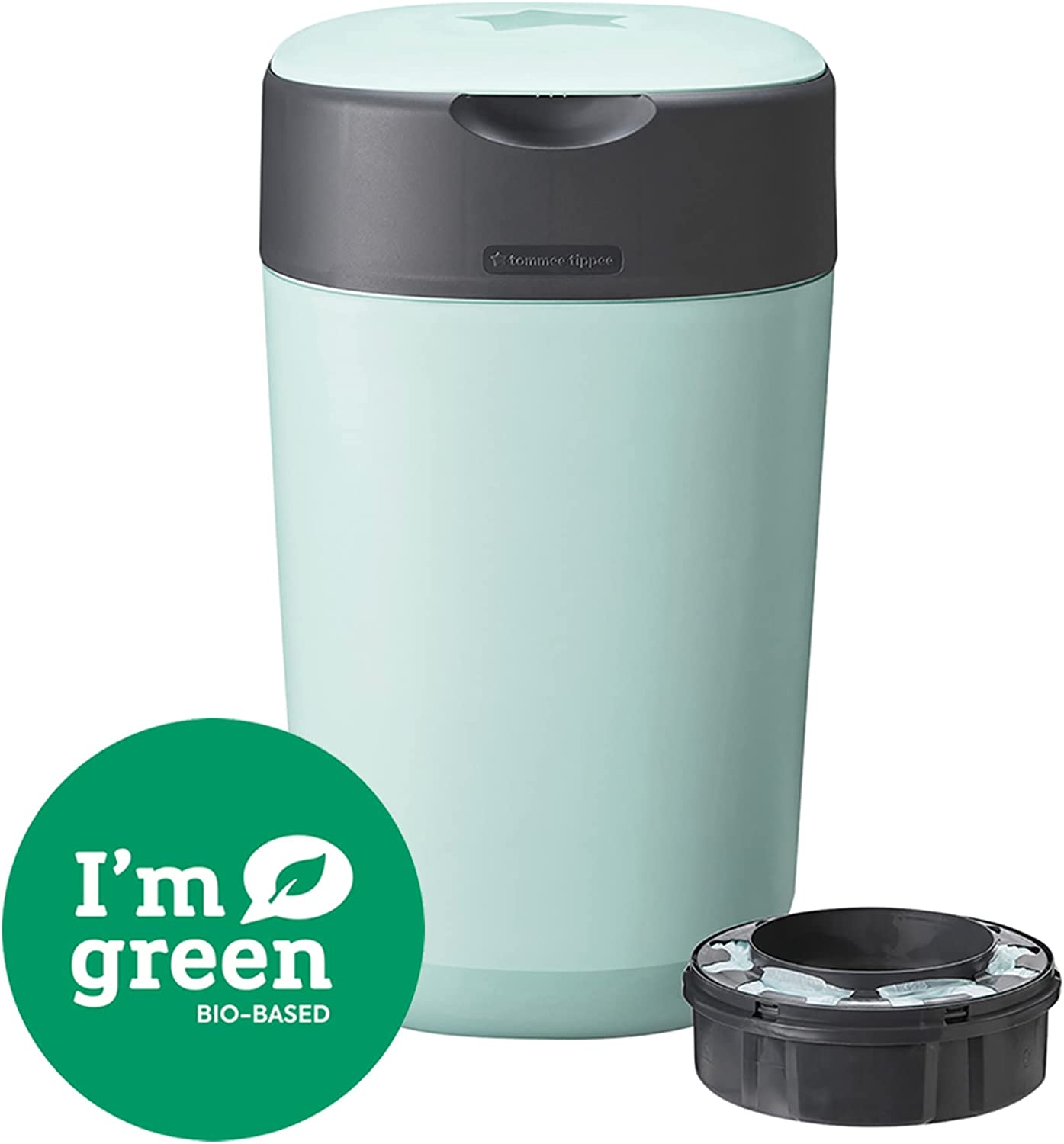 Tommee Tippee Twist And Click Advanced Nappy Bin  Eco Friendlier System  Includes 1X Refill Cassette With Sustainably Sourced Antibacterial Greenfilm  Green Tommee Tippee Yallatoys
