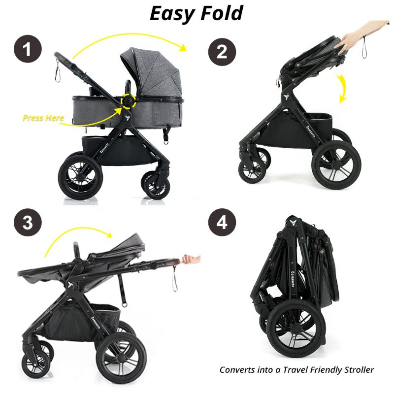 Teknum 3In1 Compacto Travel Stroller-Dark Grey Teknum Yallatoys