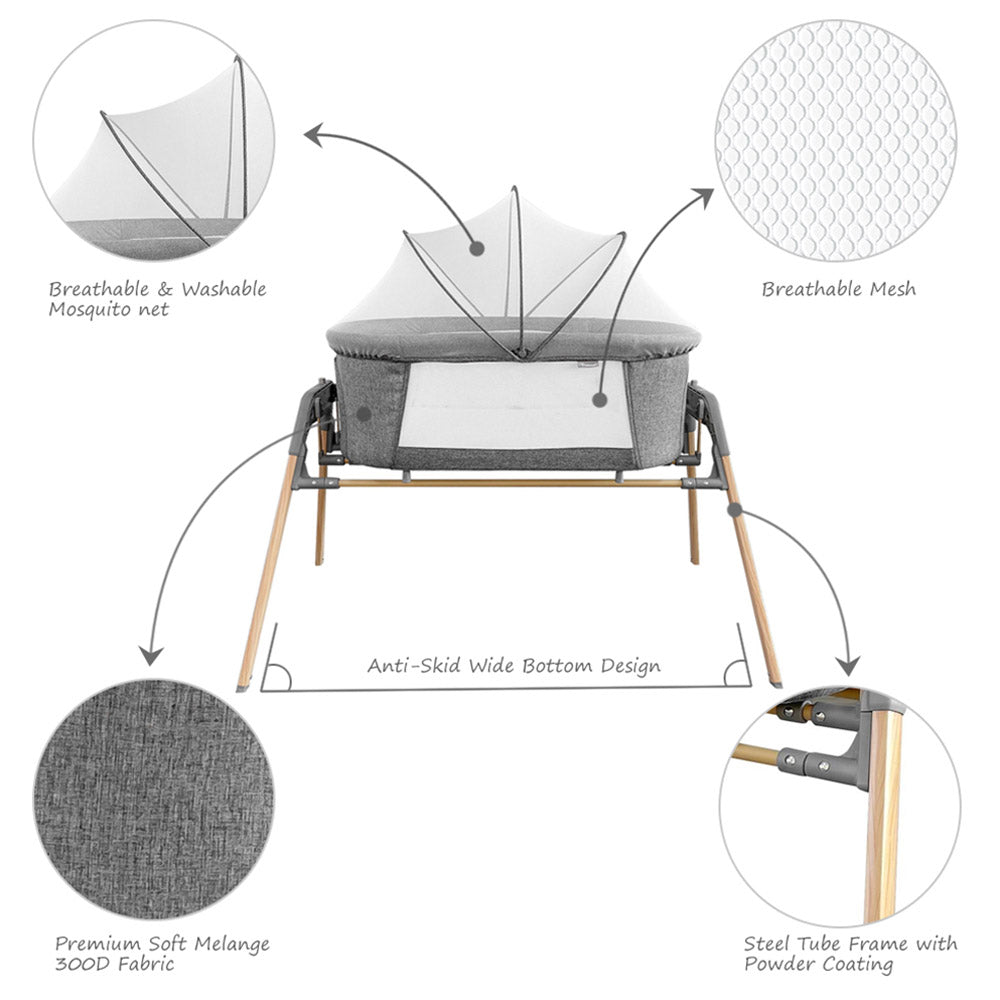 Teknum Baby Bassinet Crib - Grey Teknum Yallatoys