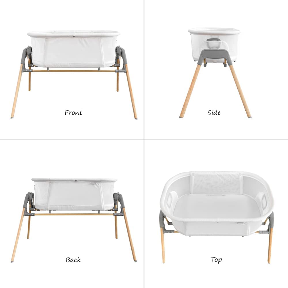 Teknum  3 In 1 Baby Rocker Bassinet/  Infant Crib W/ Mosquito Net White Teknum Yallatoys