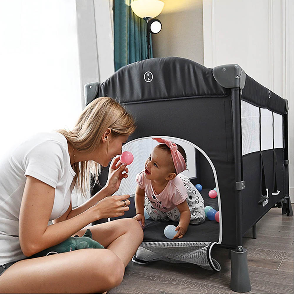 Teknum 4 In 1 Baby Bedside Co-Sleeper Bassinet And Playpen Wt Rocker Grey Teknum Yallatoys