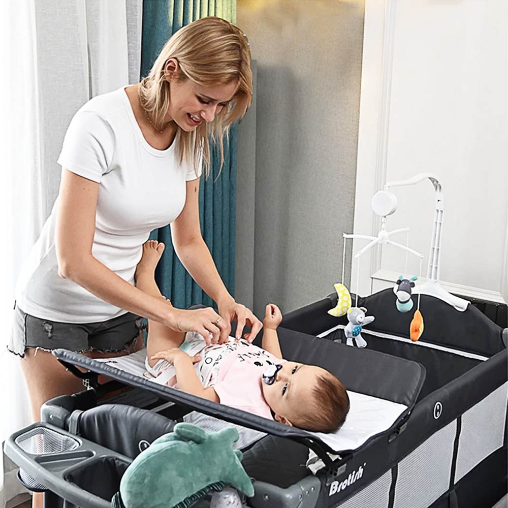 Teknum 4 In 1 Baby Bedside Co-Sleeper Bassinet And Playpen Wt Rocker Grey Teknum Yallatoys