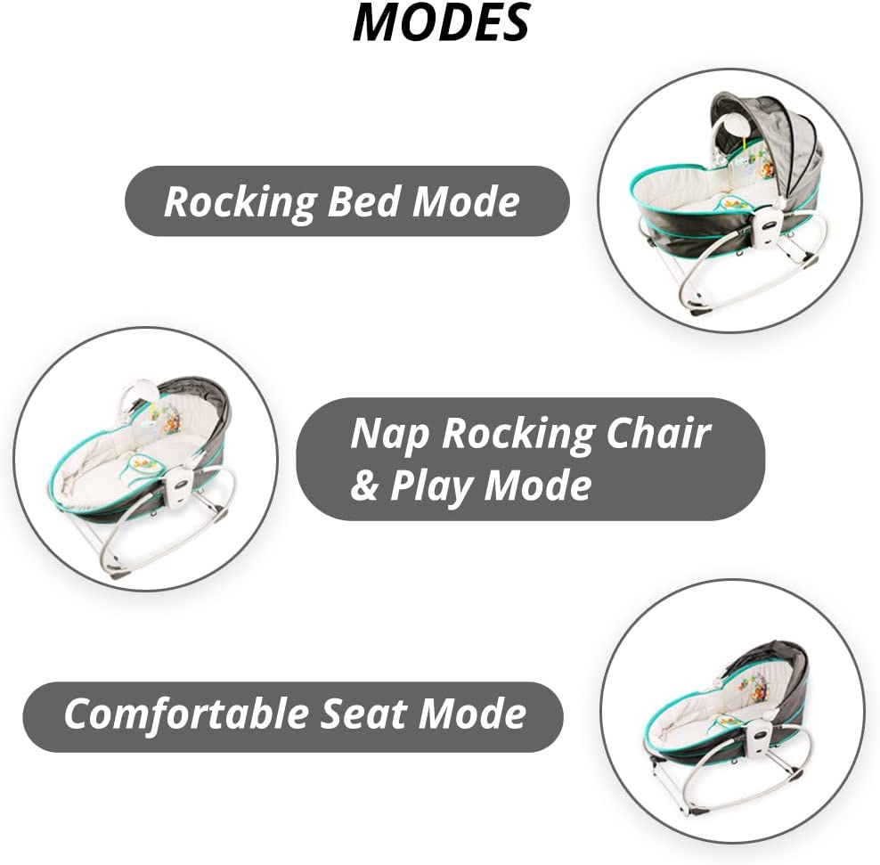 Teknum  5 In 1 Cozy Rocker Bassinet W/ Awning & Mosquito Net  Green Teknum Yallatoys