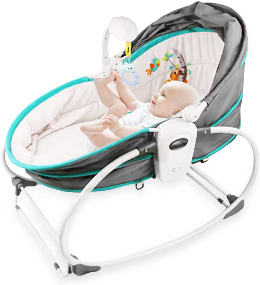 Teknum  5 In 1 Cozy Rocker Bassinet W/ Awning & Mosquito Net  Green Teknum Yallatoys