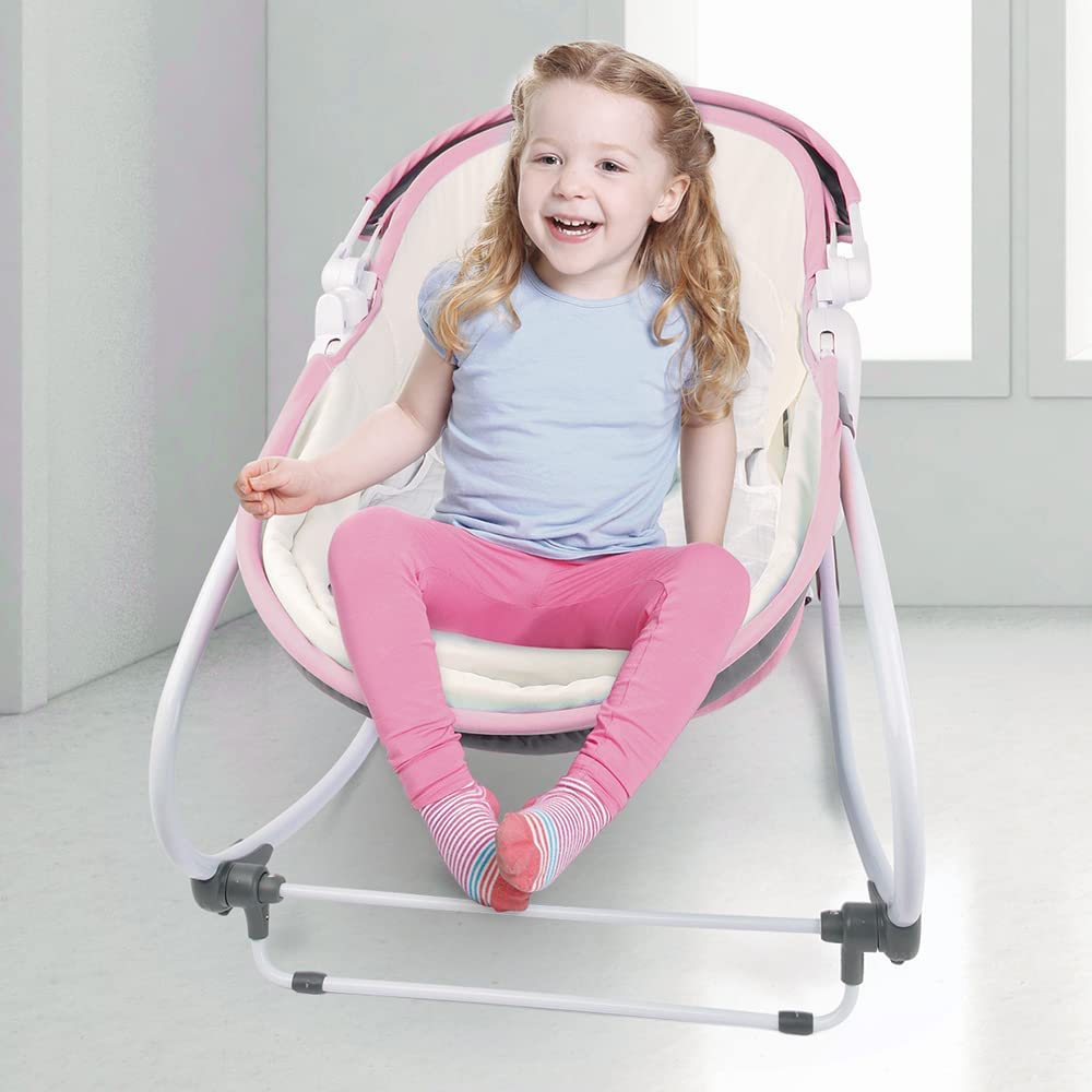 Teknum  5 In 1 Cozy Rocker Bassinet W/ Awning & Mosquito Net  Pink Teknum Yallatoys