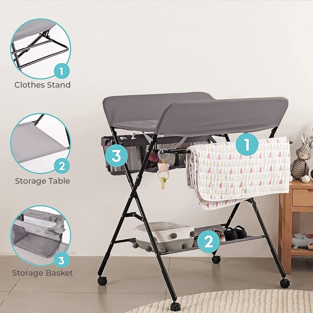 Teknum  4 In 1 Diaper Changing Table Organizer Grey Teknum Yallatoys