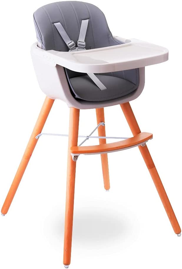 Teknum  Premium Dual Height Wooden High Chair Grey Teknum Yallatoys