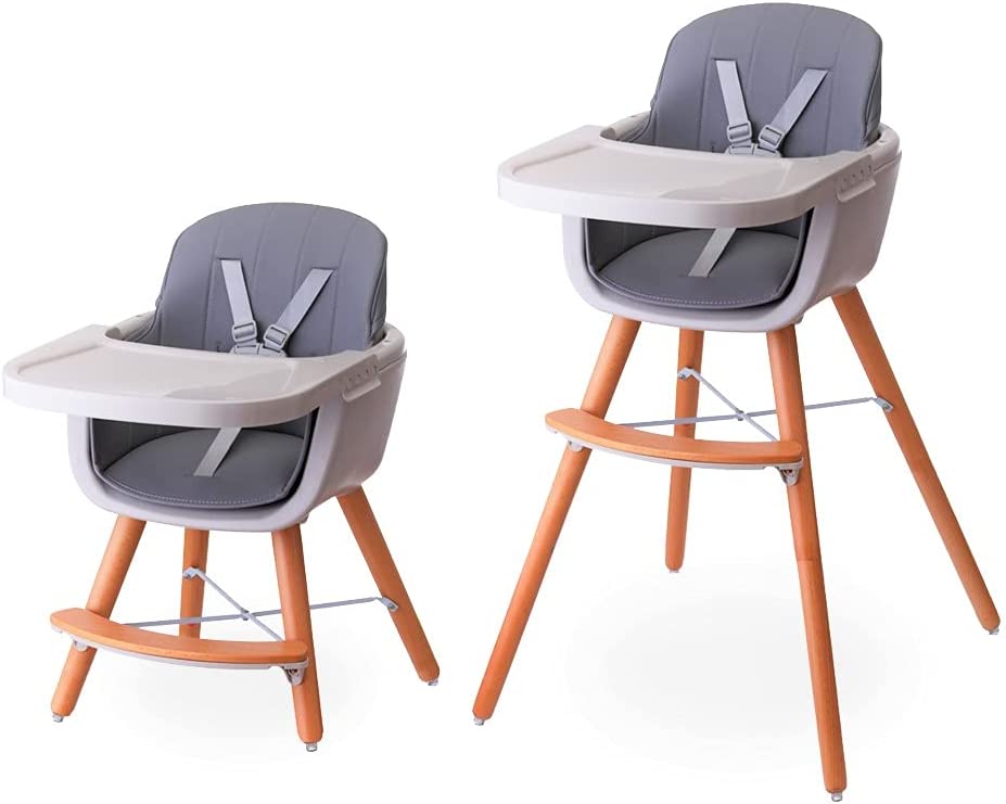 Teknum  Premium Dual Height Wooden High Chair Grey Teknum Yallatoys