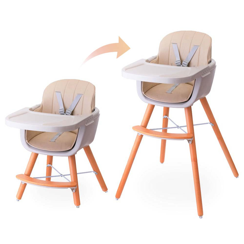 Teknum - Premium Dual Height Wooden High Chair - Ivory Teknum Yallatoys