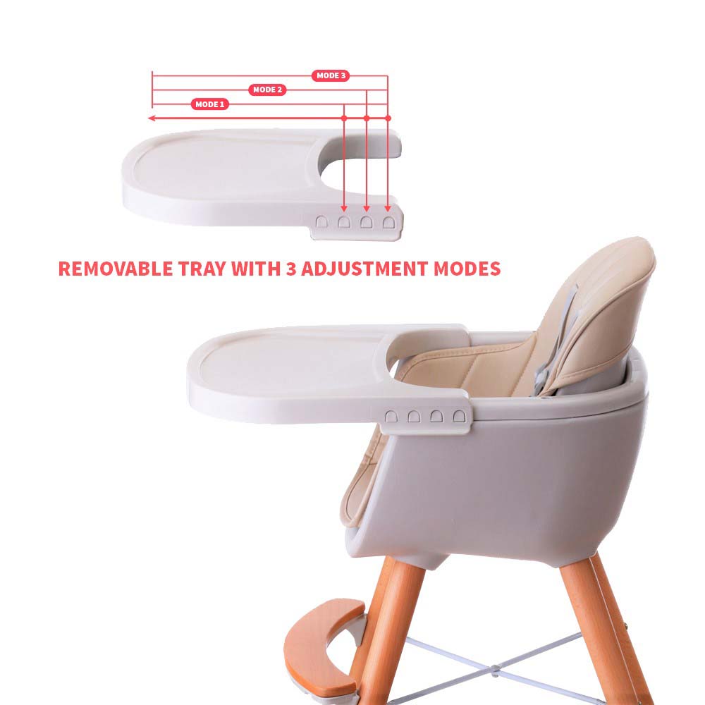 Teknum - Premium Dual Height Wooden High Chair - Ivory Teknum Yallatoys