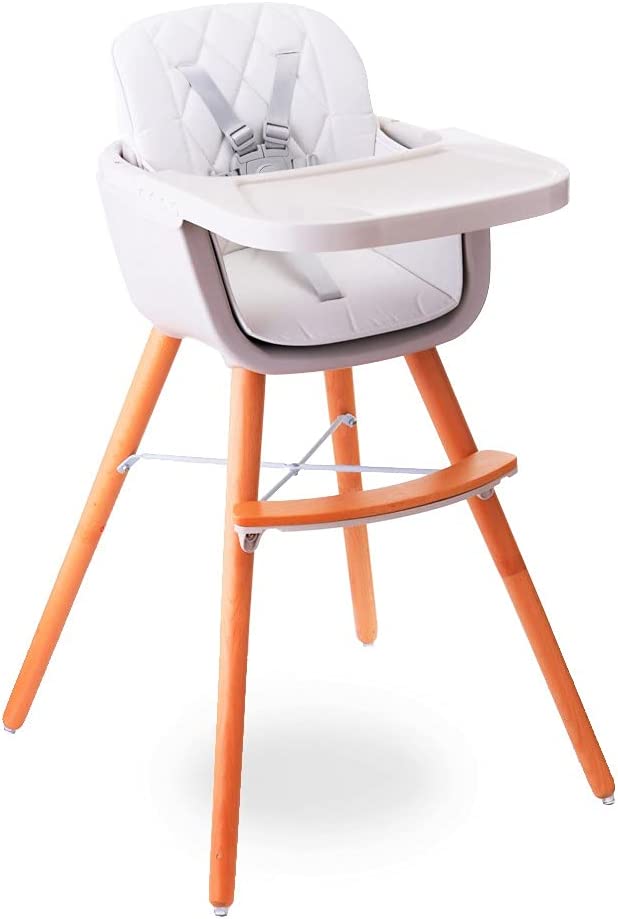 Teknum  Premium Dual Height Wooden High Chair White Teknum Yallatoys