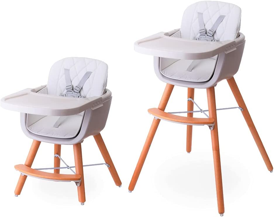 Teknum  Premium Dual Height Wooden High Chair White Teknum Yallatoys