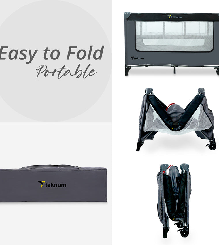 Teknum Explorer Playard And Cot Grey Teknum Yallatoys