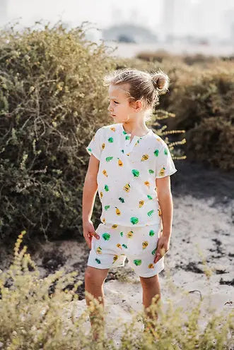 Tickle Tickle Poppet Pear Organic Muslin Shorts and Tee Set Tickle Tickle