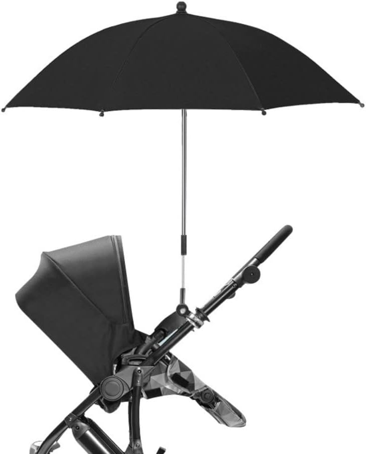 Teknum Universal Stroller Umbrella with Holder Clip Clamp, 360 Degree Rotatable - Black Teknum Yallatoys