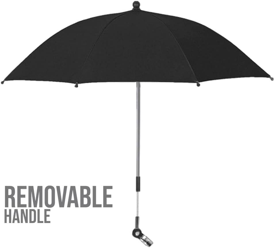 Teknum Universal Stroller Umbrella with Holder Clip Clamp, 360 Degree Rotatable - Black Teknum Yallatoys