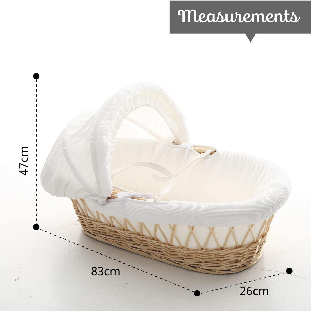 Teknum Infant Wicker Moses Basket with White Waffle Beddings & White Rocker Stand - Wooden Brown Teknum Yallatoys