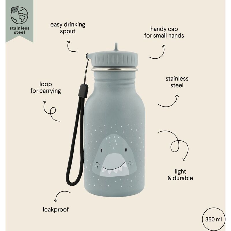 Buy Trixie Kids Water Bottle 350ml Mr Shark Grey Blue | Yallatoys.com