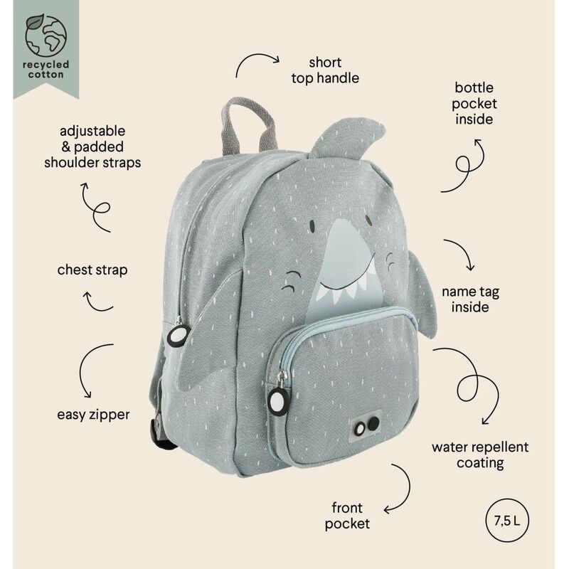 Buy Trixie Kids Backpack Mr Shark Grey Blue | Yallatoys.com