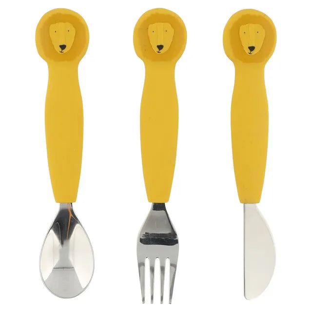 Buy Trixie Kids Stainless Steel Cutlery Set With Silicone Handle Mr Lion | Yallatoys.com