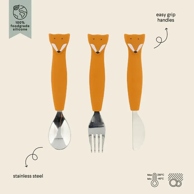 Buy Trixie Stainless Steel Cutlery Set With Silicone Handle Mr Fox | Yallatoys.com