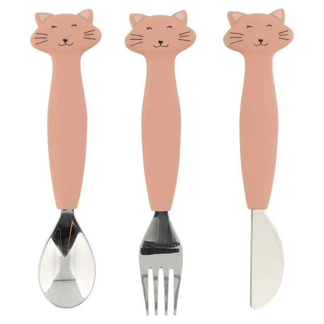 Buy Trixie Stainless Steel Cutlery Set With Silicone Handle Mrs Cat | Yallatoys.com