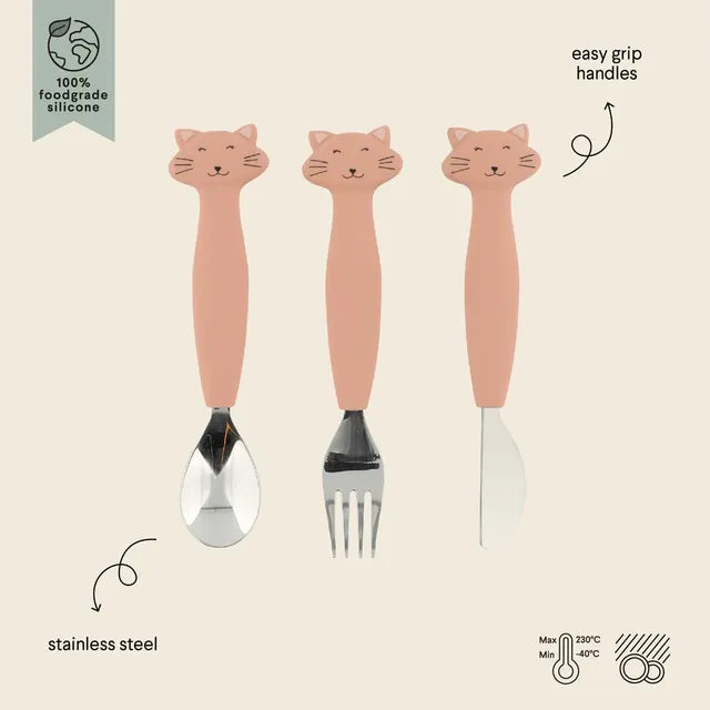 Buy Trixie Stainless Steel Cutlery Set With Silicone Handle Mrs Cat | Yallatoys.com