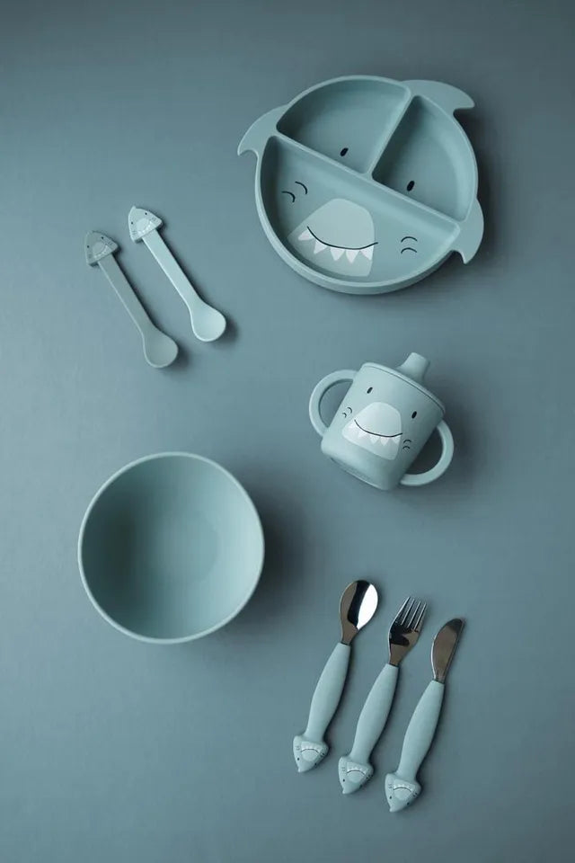 Buy Trixie Stainless Steel Cutlery Set With Silicone Handle 3 Pcs Mr Shark | Yallatoys.com
