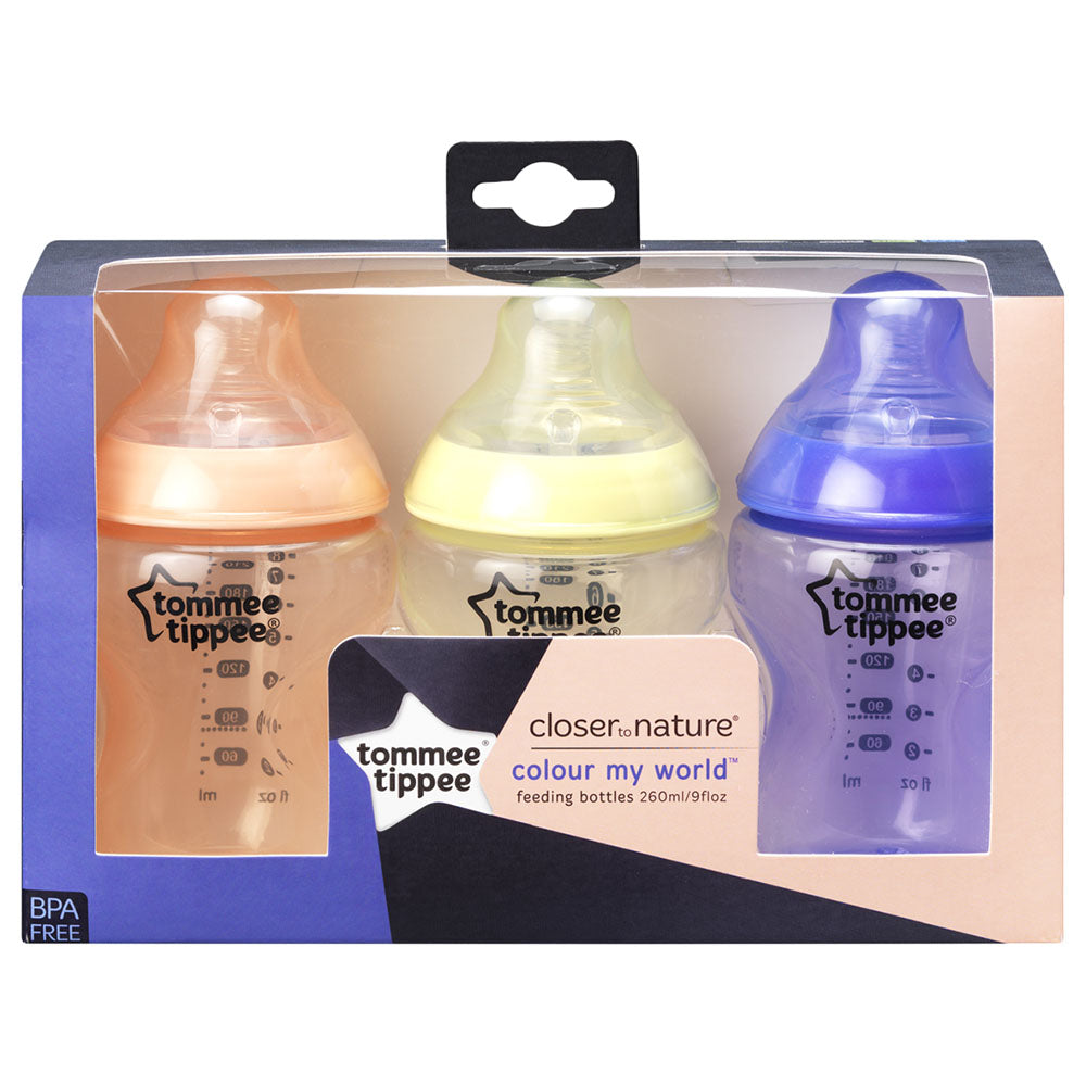 Buy Tommee Tippee Closer to Nature Feeding Bottle 260ml x 3 Girl Plastic | Yallatoys.com