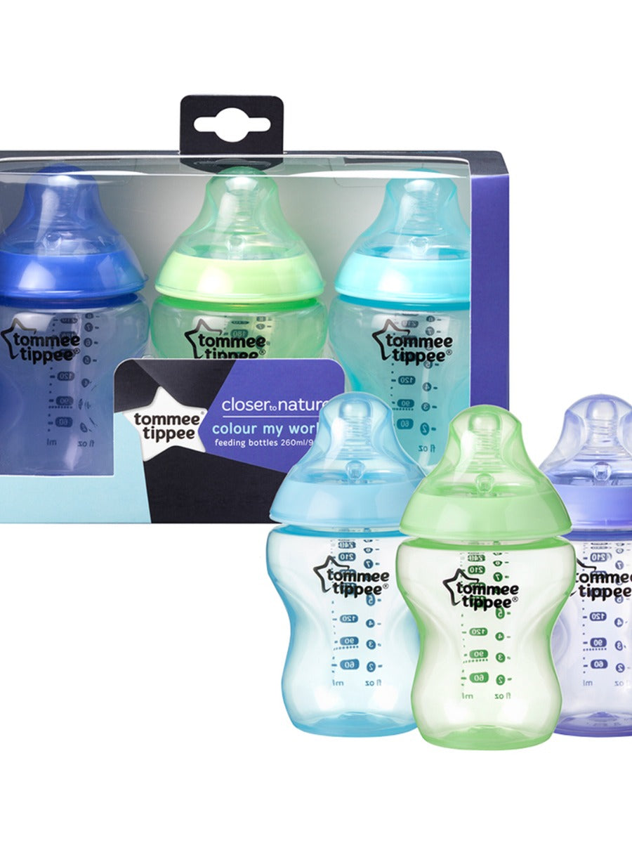 Buy Tommee Tippee Closer to Nature Feeding Bottle 260ml x 3 Boy Plastic | Yallatoys.com