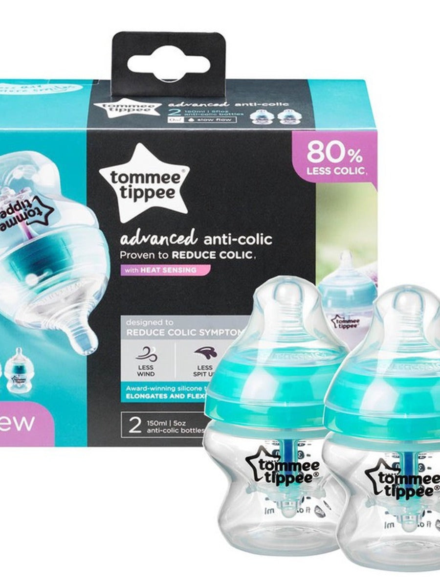 Buy Tommee Tippee Advanced Anti-Colic Feeding Bottle Slow Flow 150ml x2 Blue Plastic | Yallatoys.com