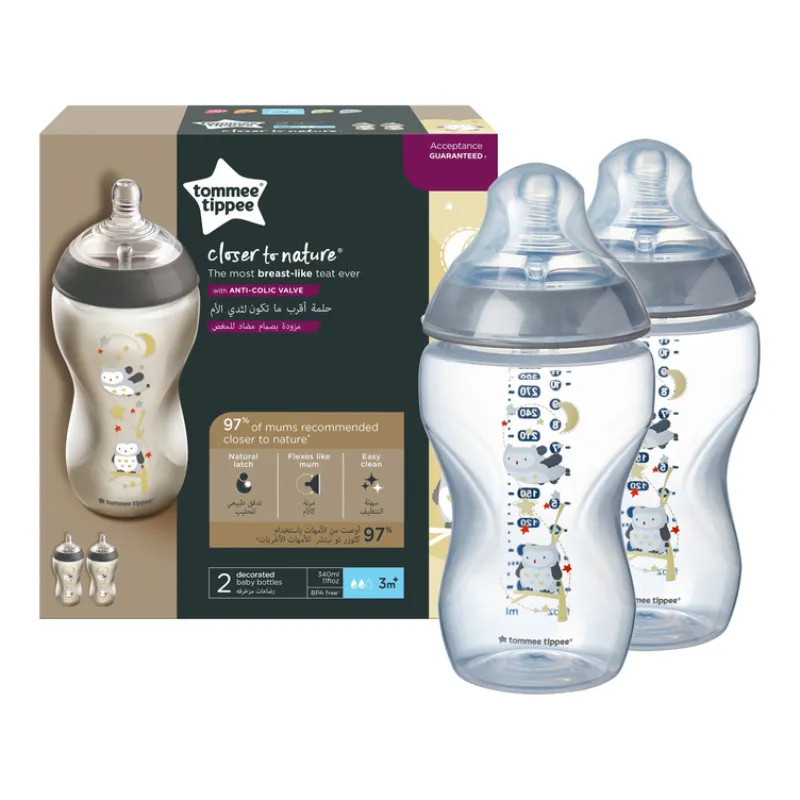 Buy Tommee Tippee Closer to Nature Feeding Bottle 340ml x 2 Boy Plastic | Yallatoys.com