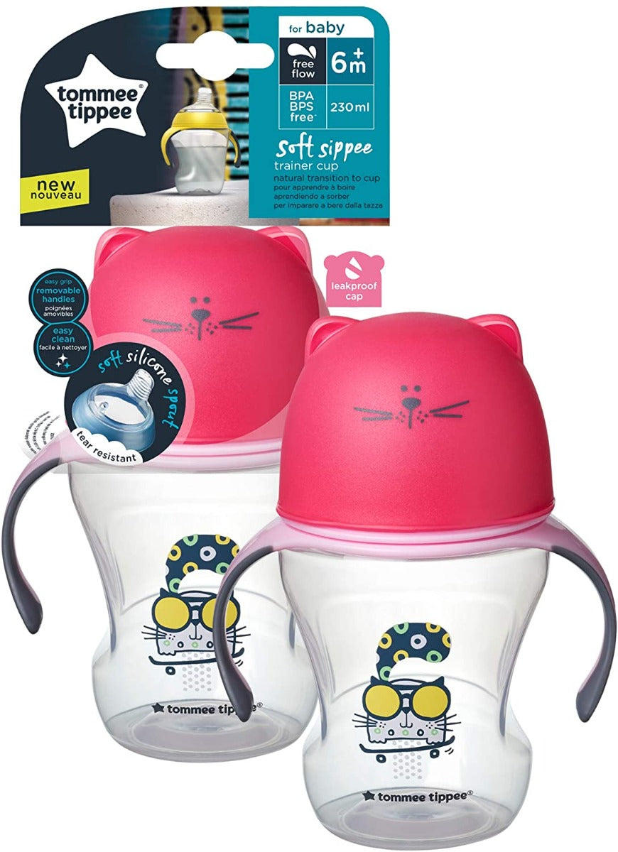 Buy Tommee Tippee Soft Sippee Free Flow Transition Cup Pink 230ml Plastic | Yallatoys.com