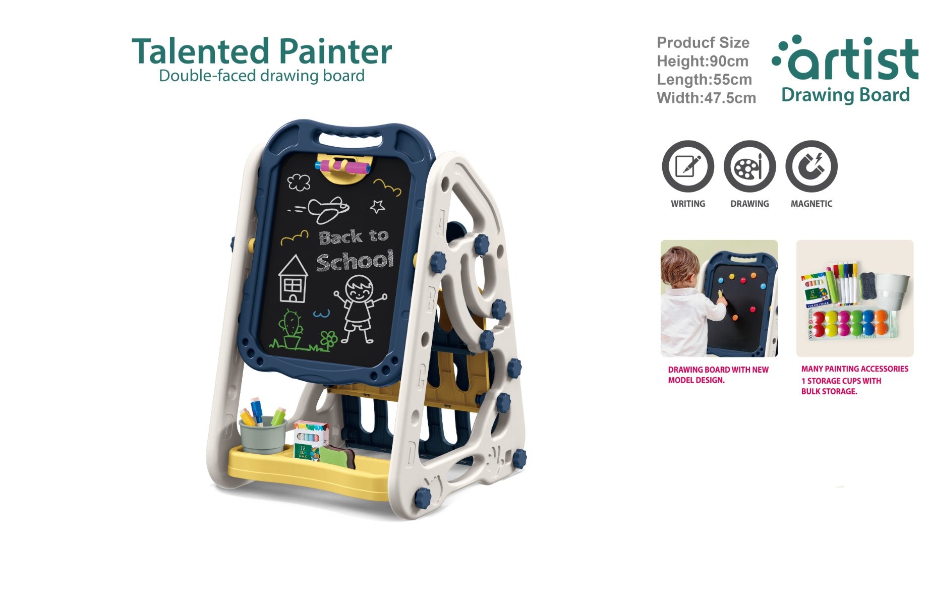 Buy Talented Painter Double Sided Drawing Board 35pcs | Yallatoys.com