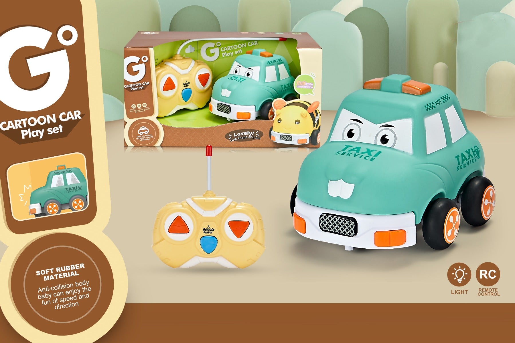 Buy Cartoon Car Remote Control 2 Way Cartoon Taxi Car | Yallatoys.com