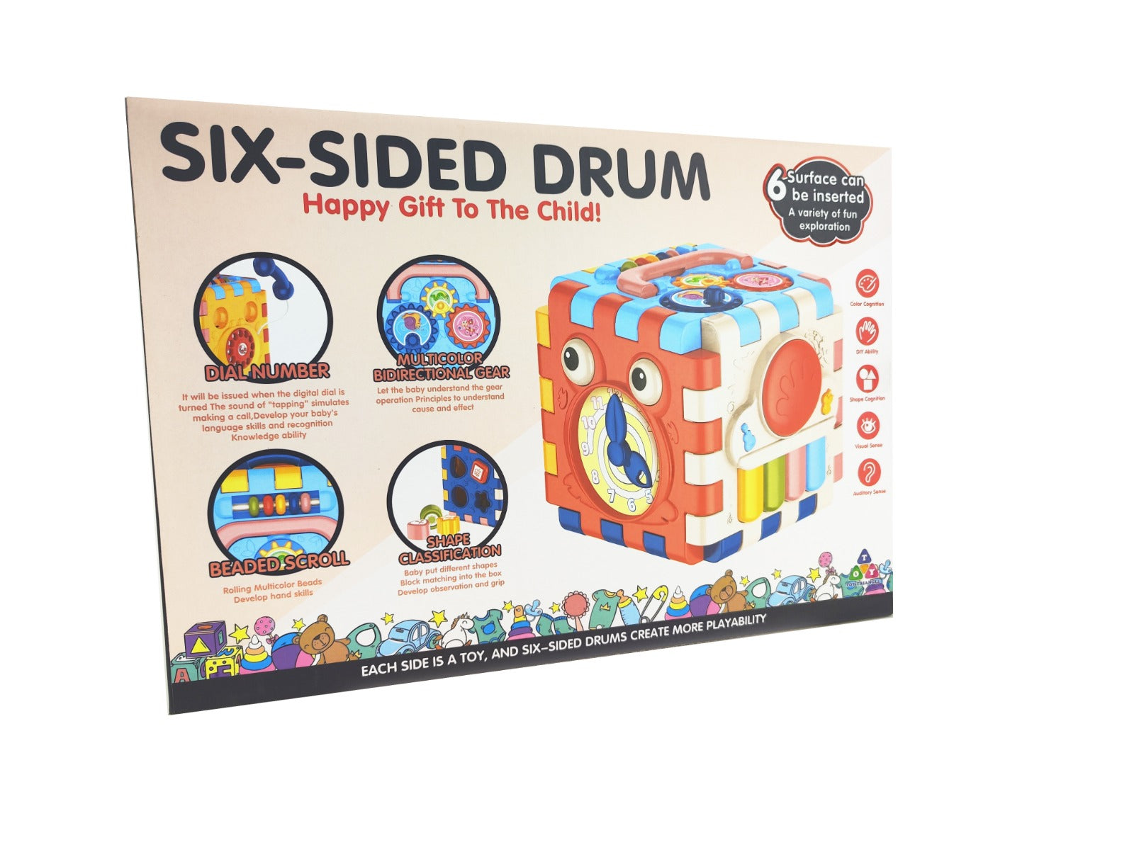Buy Play & Learn Infant 6 Side Drum Toy With Light & Music | Yallatoys.com