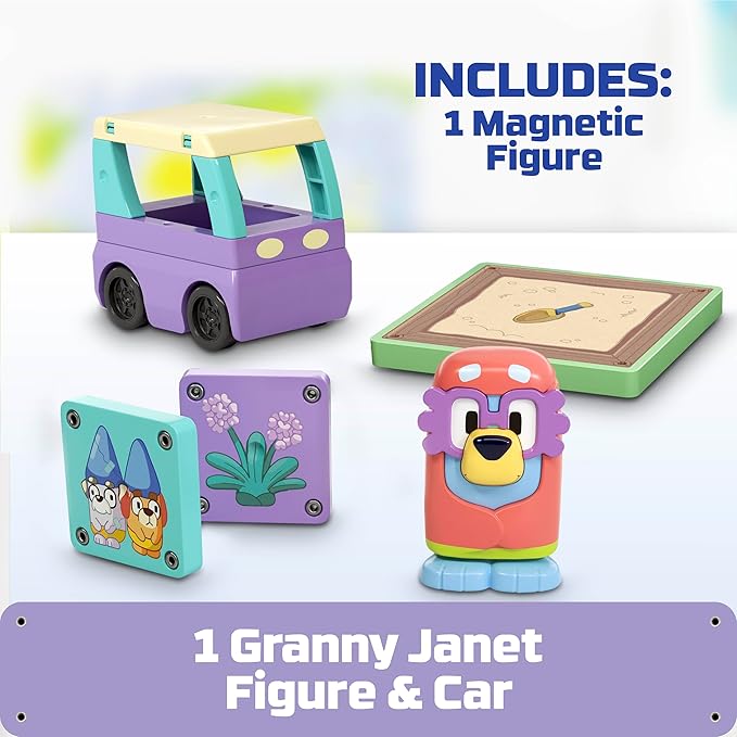 Buy Tile Town Bluey Granny Janet Magnetic Tile Playset 6Pcs | Yallatoys.com