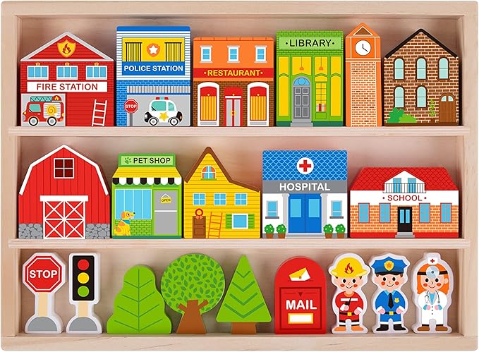 Buy Tooky Toy Town Play Set in Wooden Case | Yallatoys.com