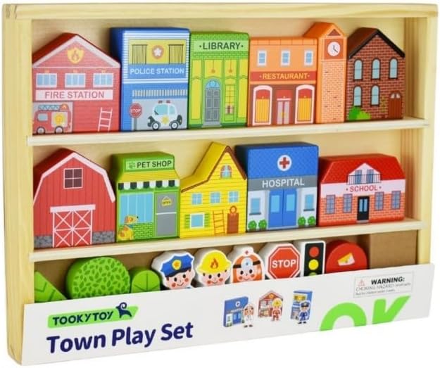 Buy Tooky Toy Town Play Set in Wooden Case | Yallatoys.com