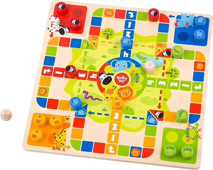 Buy Tooky Toy Wooden 2 In 1 Ludo Snakes And Ladders | Yallatoys.com
