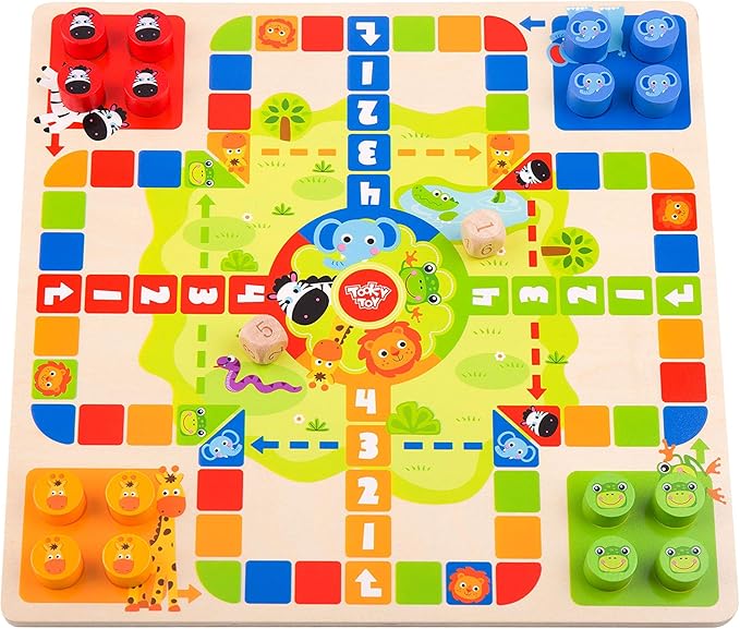 Buy Tooky Toy Wooden 2 In 1 Ludo Snakes And Ladders | Yallatoys.com