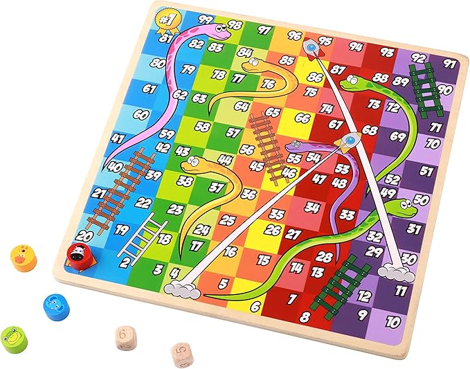 Buy Tooky Toy Wooden 2 In 1 Ludo Snakes And Ladders | Yallatoys.com