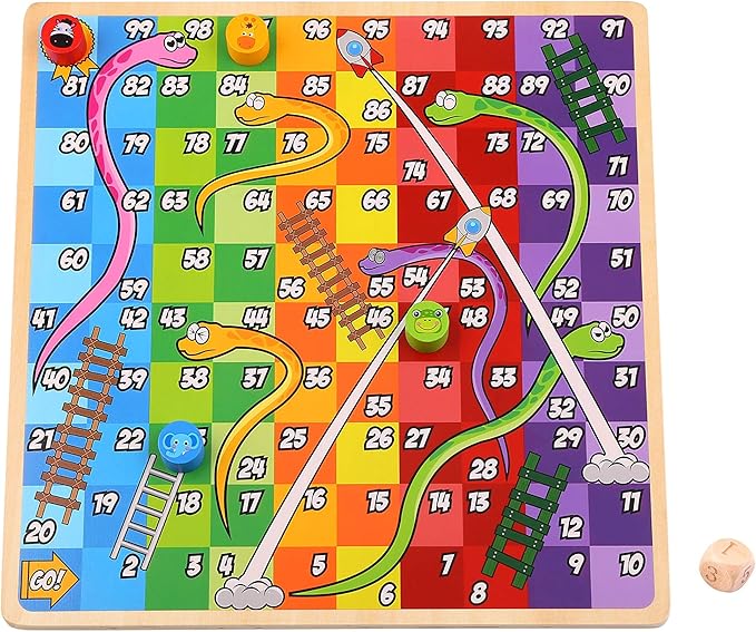Buy Tooky Toy Wooden 2 In 1 Ludo Snakes And Ladders | Yallatoys.com