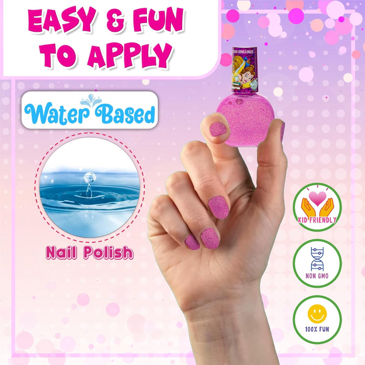 Buy Townley Girl Disney Princess Belle 18 Pcs Non Toxic Peel Off Water Based Safe Quick Dry Nail Polish Kit | Yallatoys.com