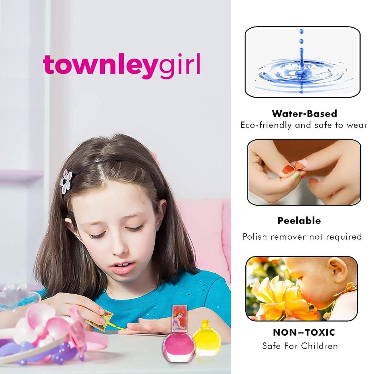 Buy Townley Girl Disney Princess Belle 18 Pcs Non Toxic Peel Off Water Based Safe Quick Dry Nail Polish Kit | Yallatoys.com