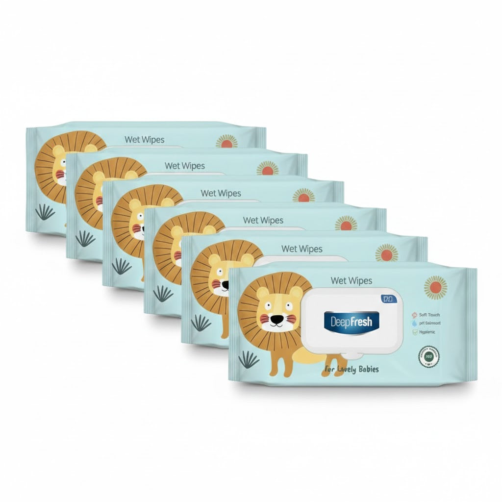 Deep Fresh Lovely Babies Wet Wipes 15Pcs 6 Pack Lion Deep Fresh Yallatoys