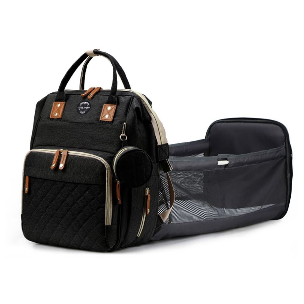 Little Story Diaper Bag W/T Pacifier Pouch - Black Little Story Yallatoys