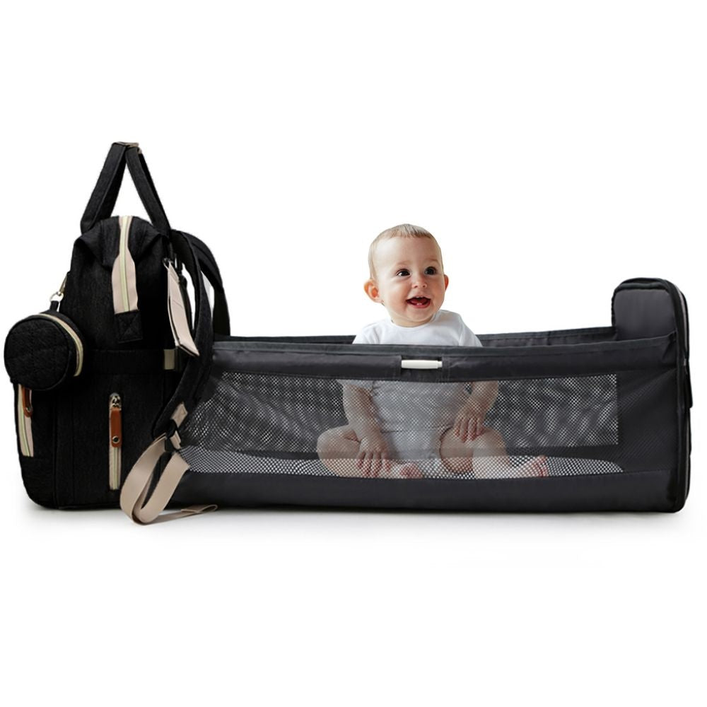 Little Story Diaper Bag W/T Pacifier Pouch - Black Little Story Yallatoys